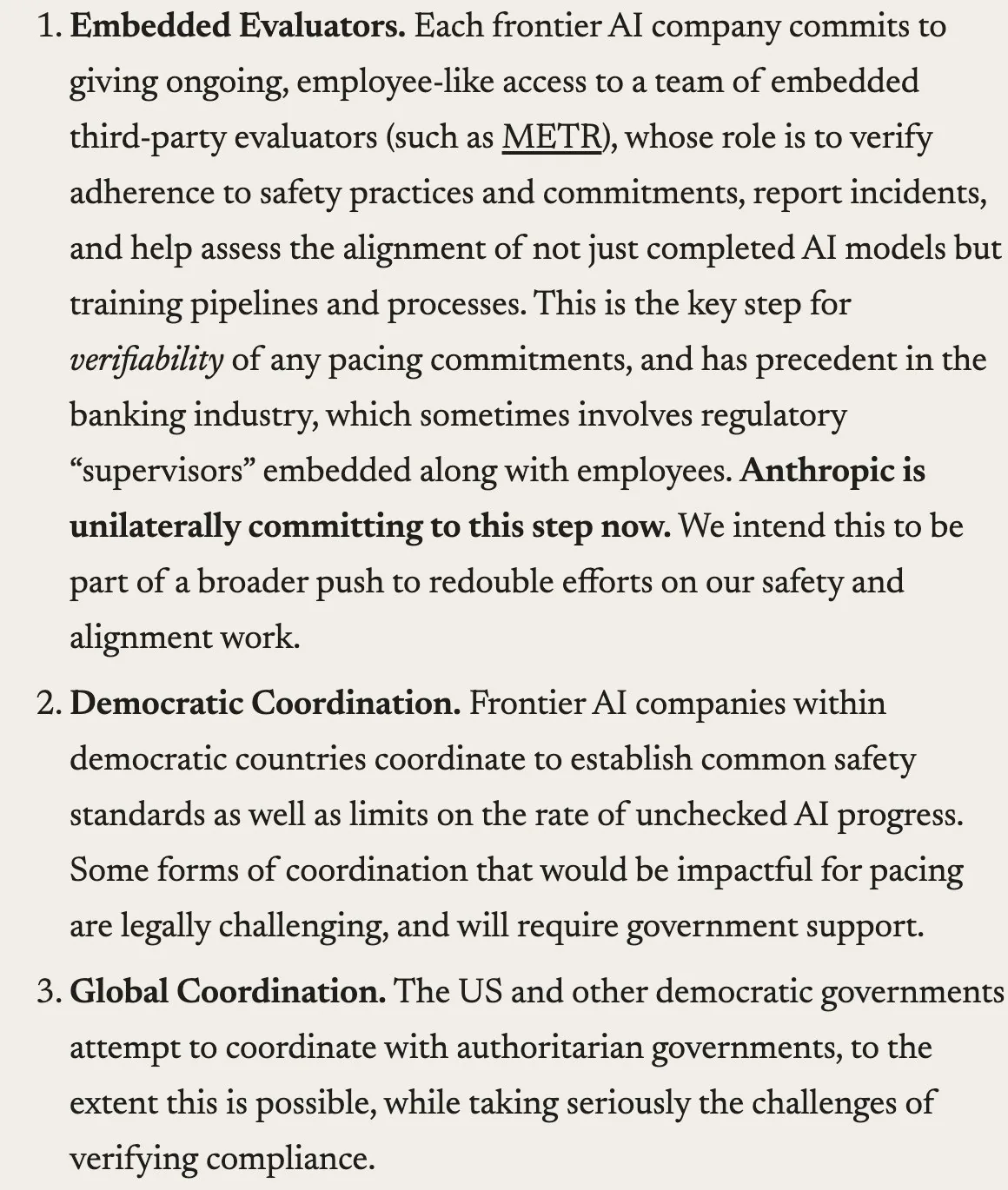 Нумерованный список из трёх пунктов: Embedded Evaluators, Democratic Coordination, Global Coordination